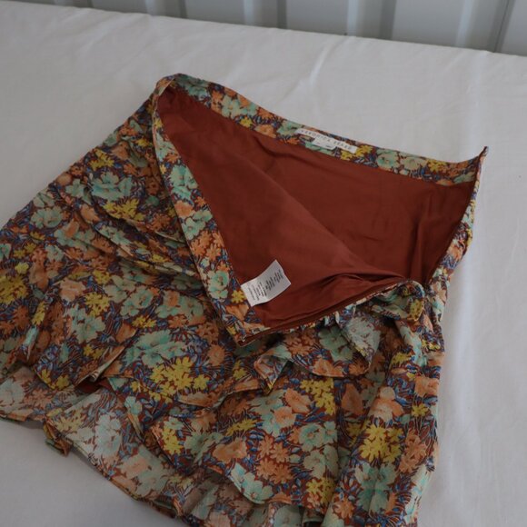 Veronica Beard Womens Lyndsay Mini Skirt Floral Ruffle Pleated Size 10 Girly - Picture 3 of 7